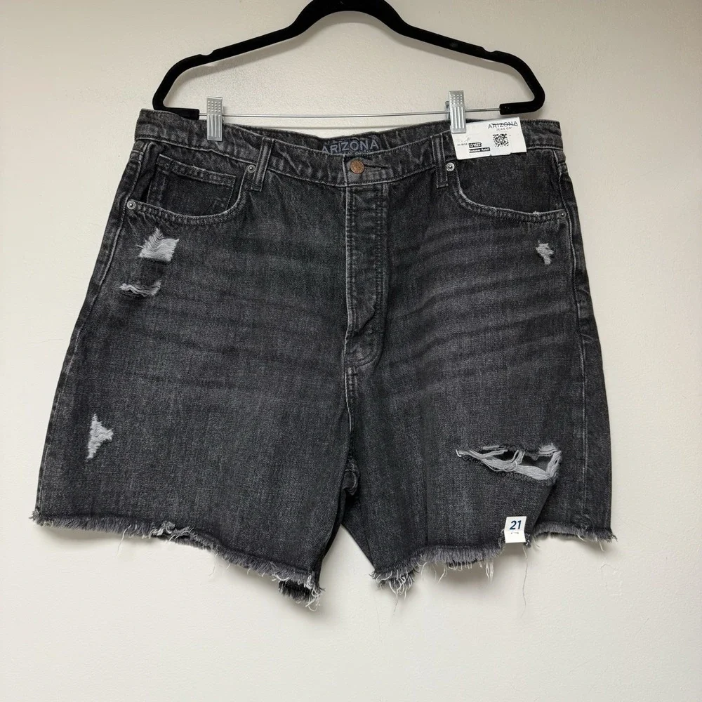 Arizona Jean Co Shorts Women's‎ 21 Blue High Rise Destroyed Cutt Off